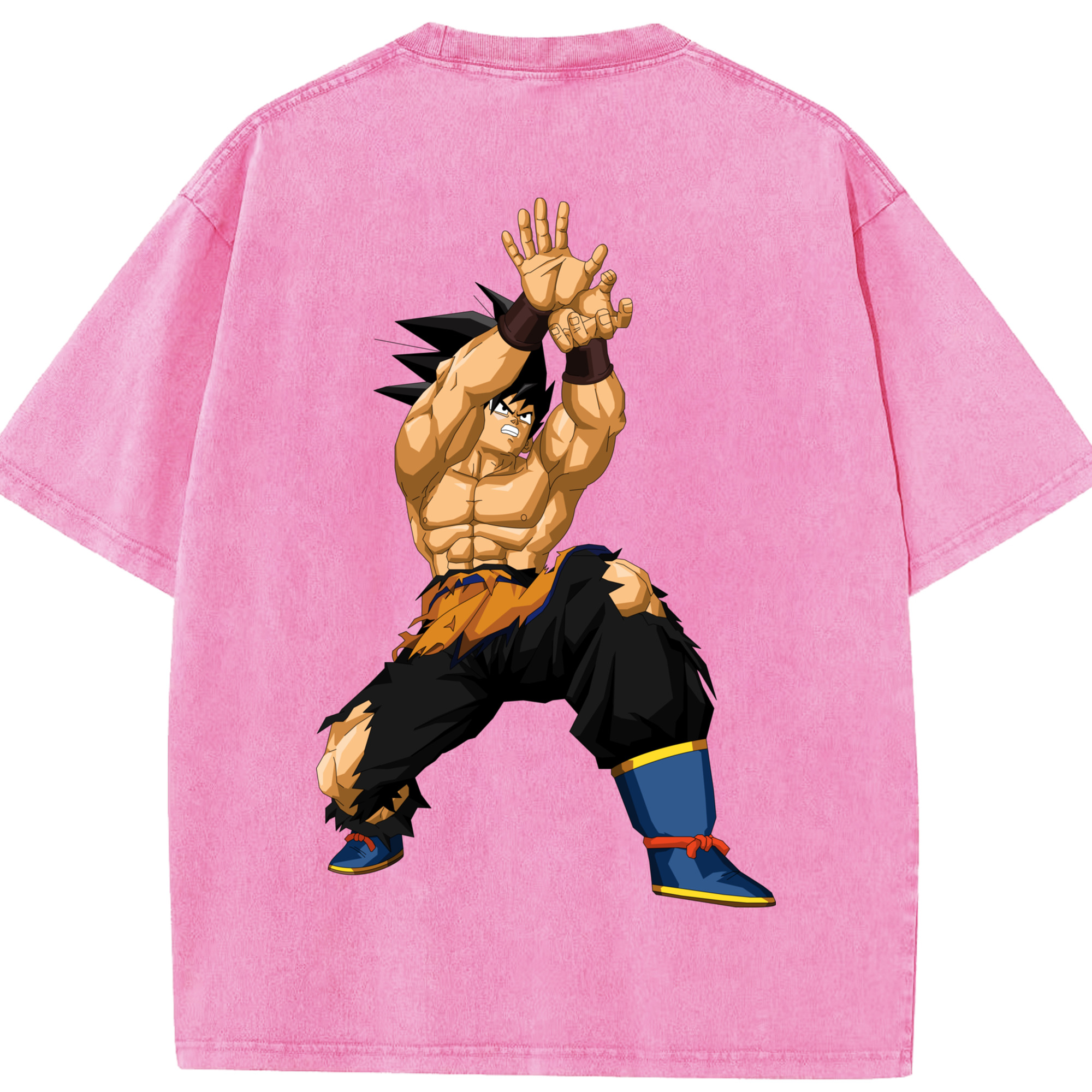 （画像用） ドラゴンボール 孫悟空（そん ごくう）Son Goku カカロット DRAGON BALL Kakarotto 綿100% ヴィンテージ風 半袖Tシャツ（背面プリント）